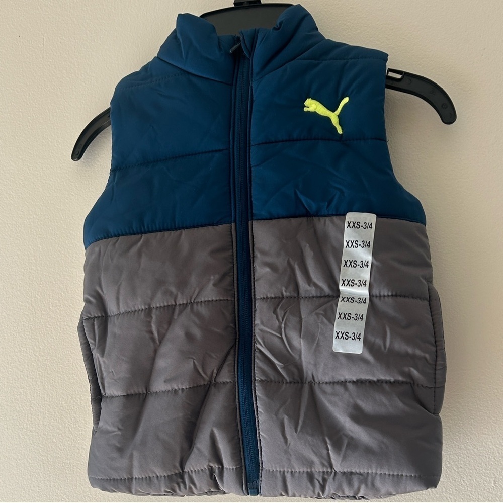 Puma Kids' Teal and Gray Puffer Vest - Picture 2 of 8